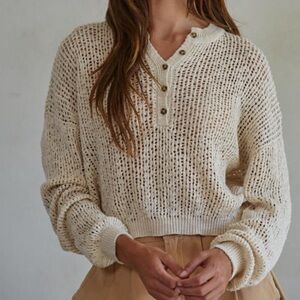 NWT By Together Open Knit Henley Sweater